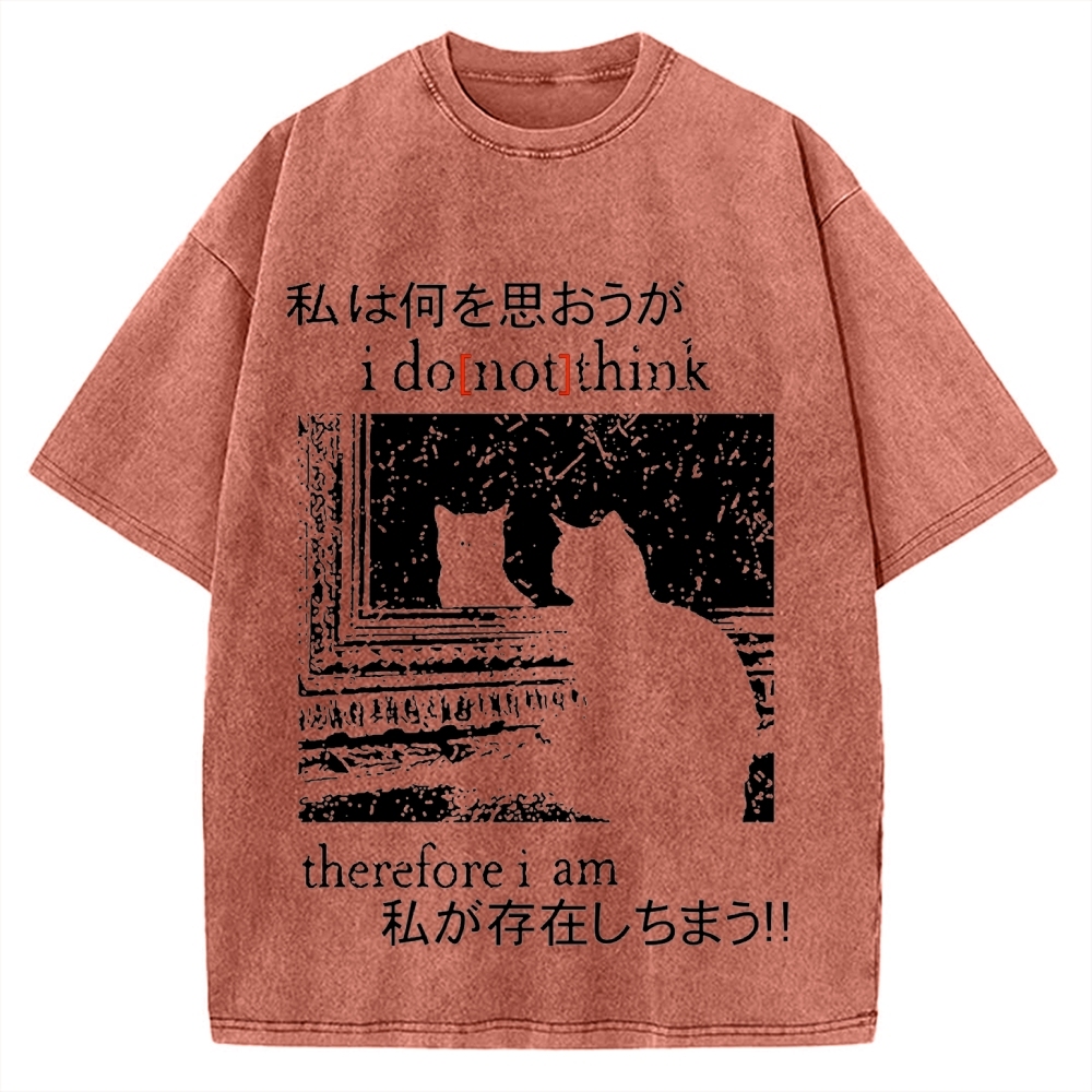 I Don't Think Therefore I am Cat Vintage Washed T-shirt