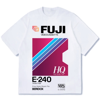 Fuji HQ E-240 VHS Japanese Cotton casual T-shirt