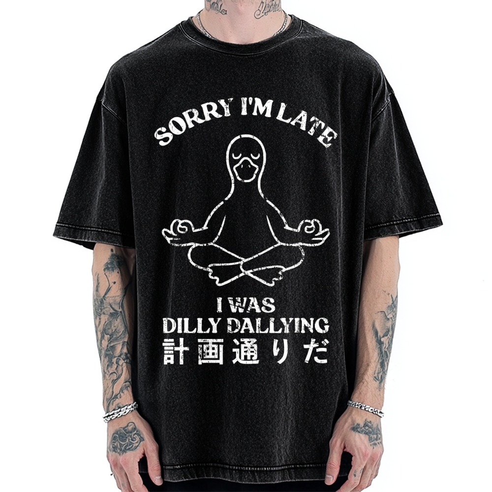 Sorry I'm Late I Was Dilly Dallying Vintage Washed T-shirt