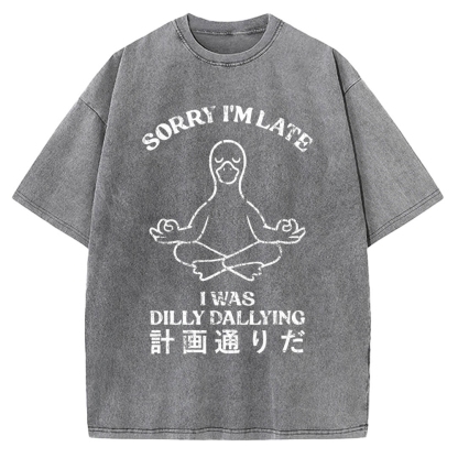 Sorry I'm Late I Was Dilly Dallying Vintage Washed T-shirt