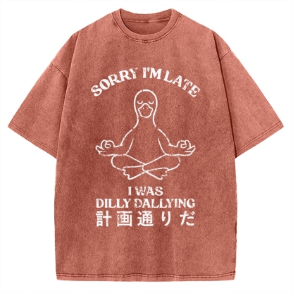 Sorry I'm Late I Was Dilly Dallying Vintage Washed T-shirt