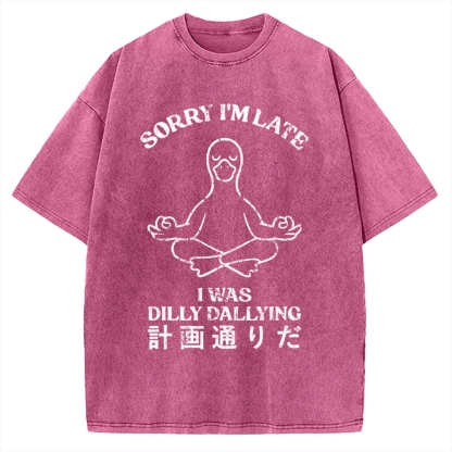 Sorry I'm Late I Was Dilly Dallying Vintage Washed T-shirt