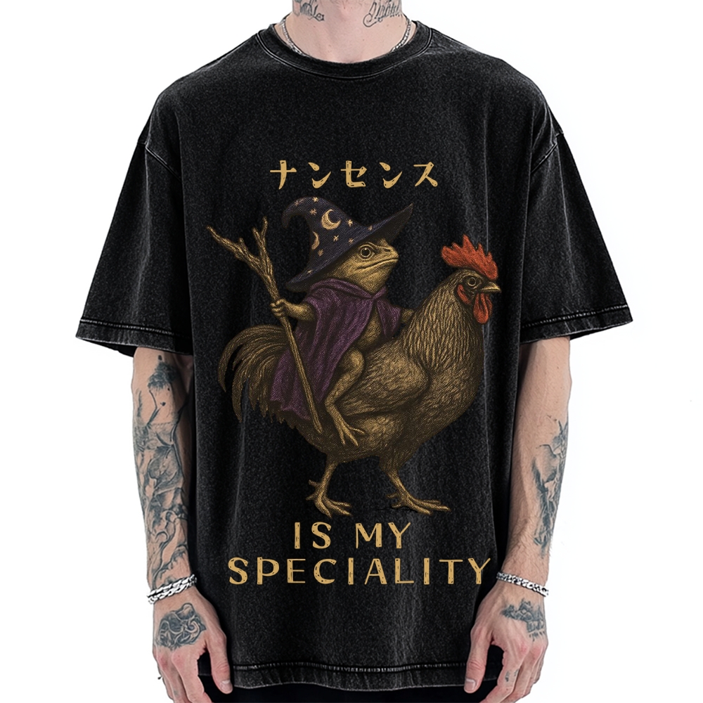 Nonsense Is My Speciality Funny Frog Vintage Washed T-shirt