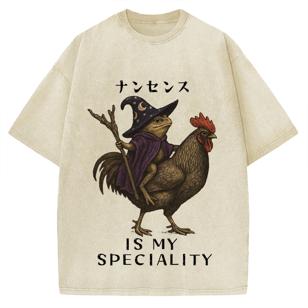 Nonsense Is My Speciality Funny Frog Vintage Washed T-shirt