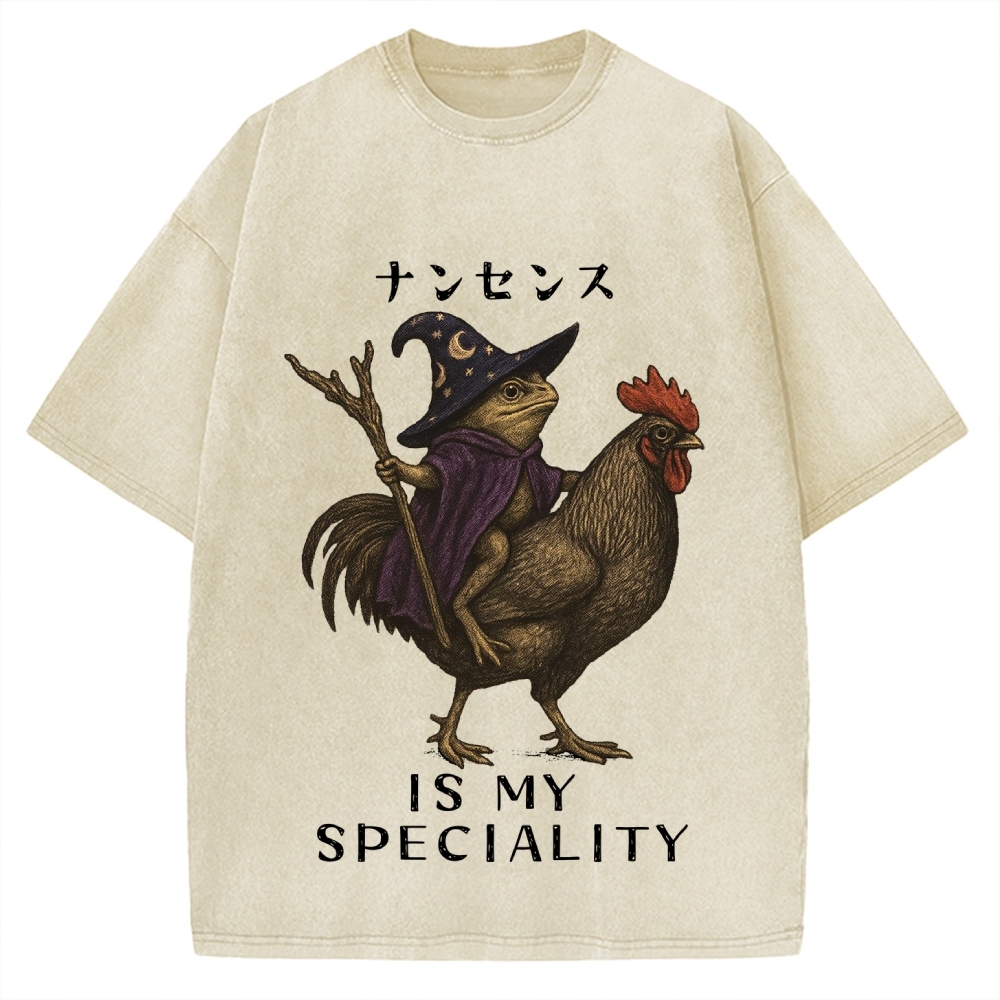 Nonsense Is My Speciality Funny Frog Vintage Washed T-shirt