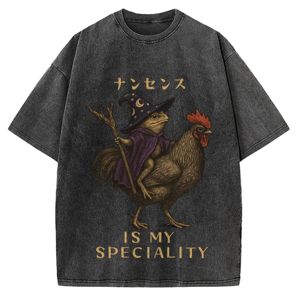 Nonsense Is My Speciality Funny Frog Vintage Washed T-shirt
