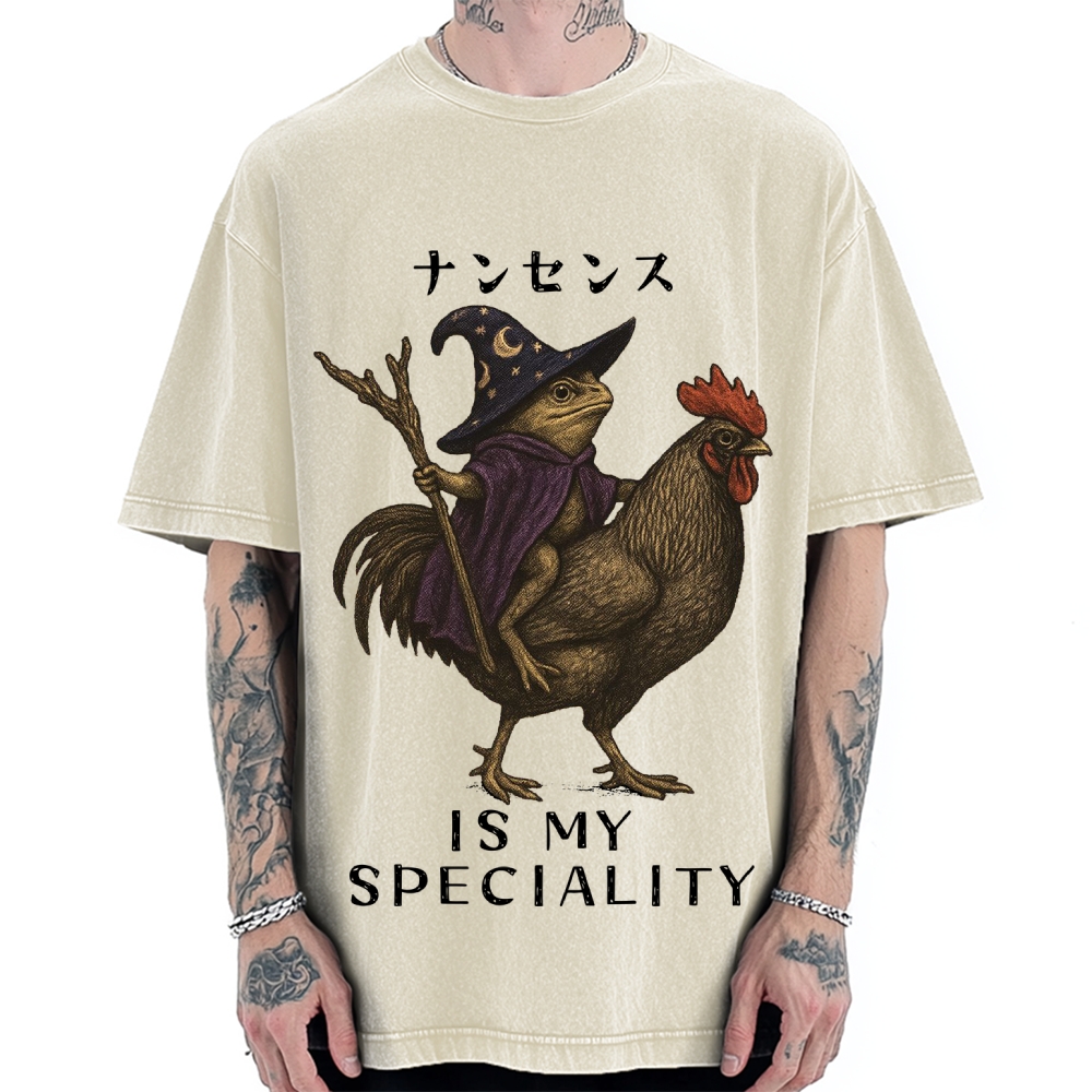 Nonsense Is My Speciality Funny Frog Vintage Washed T-shirt