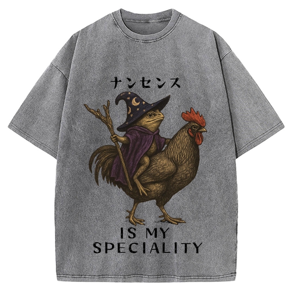 Nonsense Is My Speciality Funny Frog Vintage Washed T-shirt