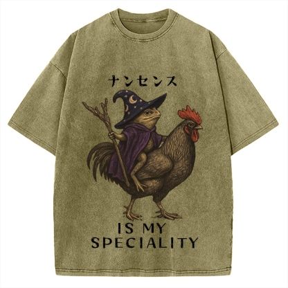 Nonsense Is My Speciality Funny Frog Vintage Washed T-shirt