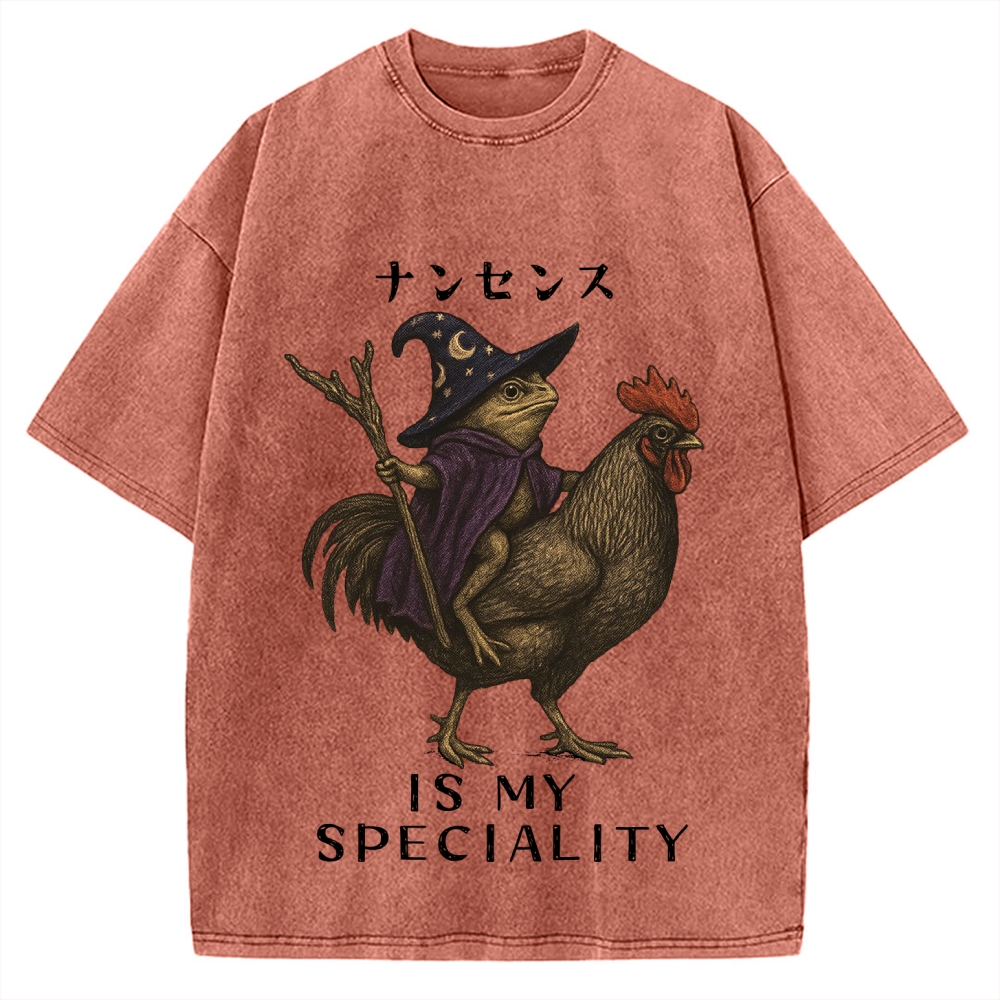 Nonsense Is My Speciality Funny Frog Vintage Washed T-shirt