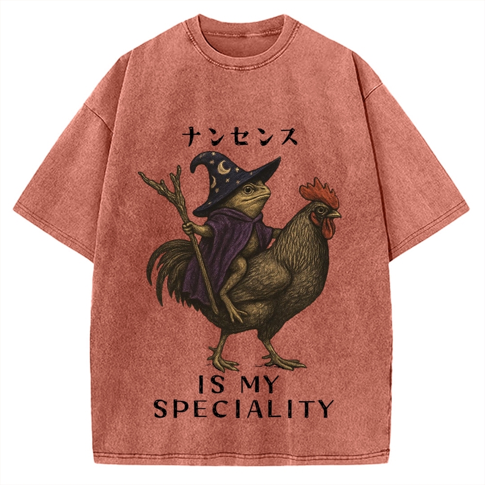 Nonsense Is My Speciality Funny Frog Vintage Washed T-shirt