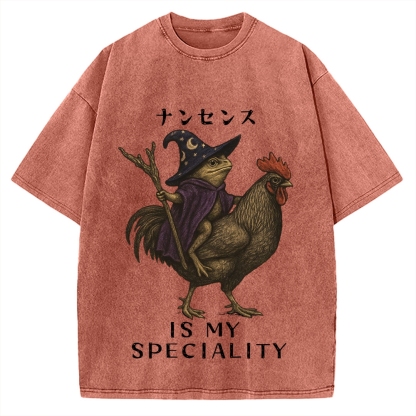Nonsense Is My Speciality Funny Frog Vintage Washed T-shirt