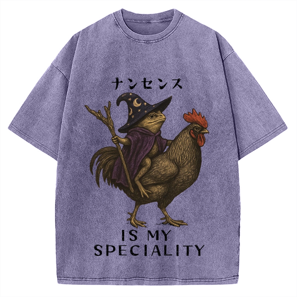 Nonsense Is My Speciality Funny Frog Vintage Washed T-shirt