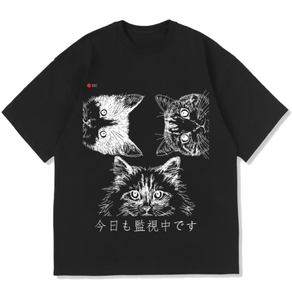 The Cats Is Watching You Today Cotton casual T-shirt