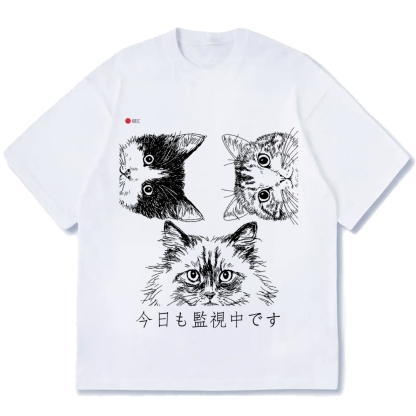 The Cats Is Watching You Today Cotton casual T-shirt