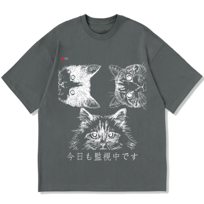 The Cats Is Watching You Today Cotton casual T-shirt