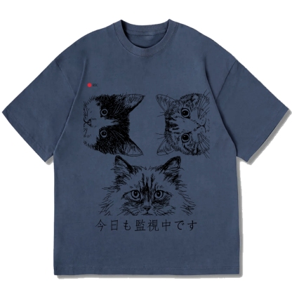 The Cats Is Watching You Today Cotton casual T-shirt