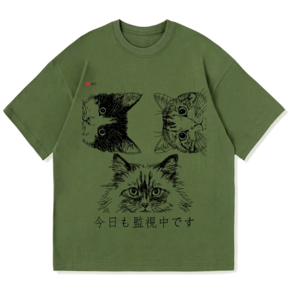 The Cats Is Watching You Today Cotton casual T-shirt