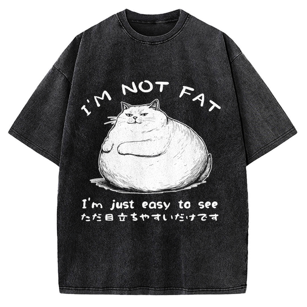 Funny Cat Fat Just Easy To See Vintage Washed T-shirt