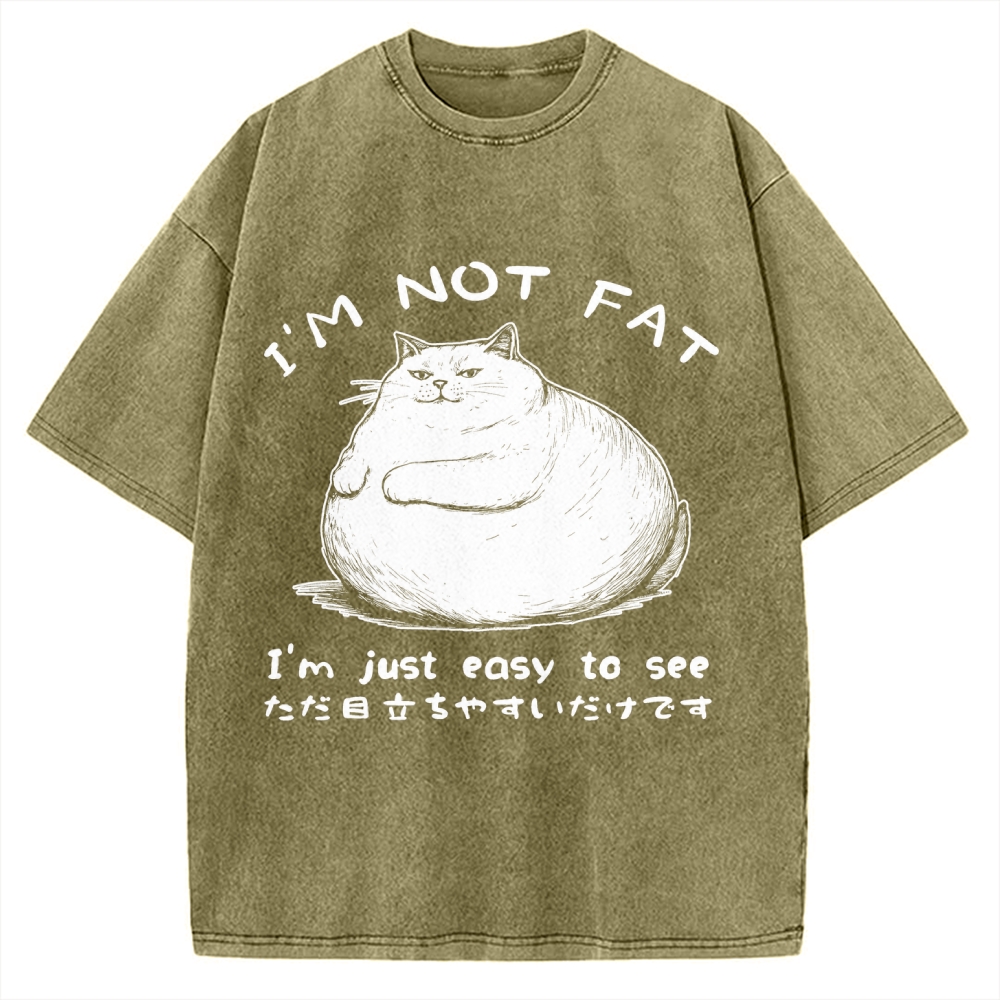 Funny Cat Fat Just Easy To See Vintage Washed T-shirt