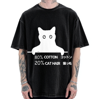80% Cotton 20% Cat Hair Vintage Washed T-shirt