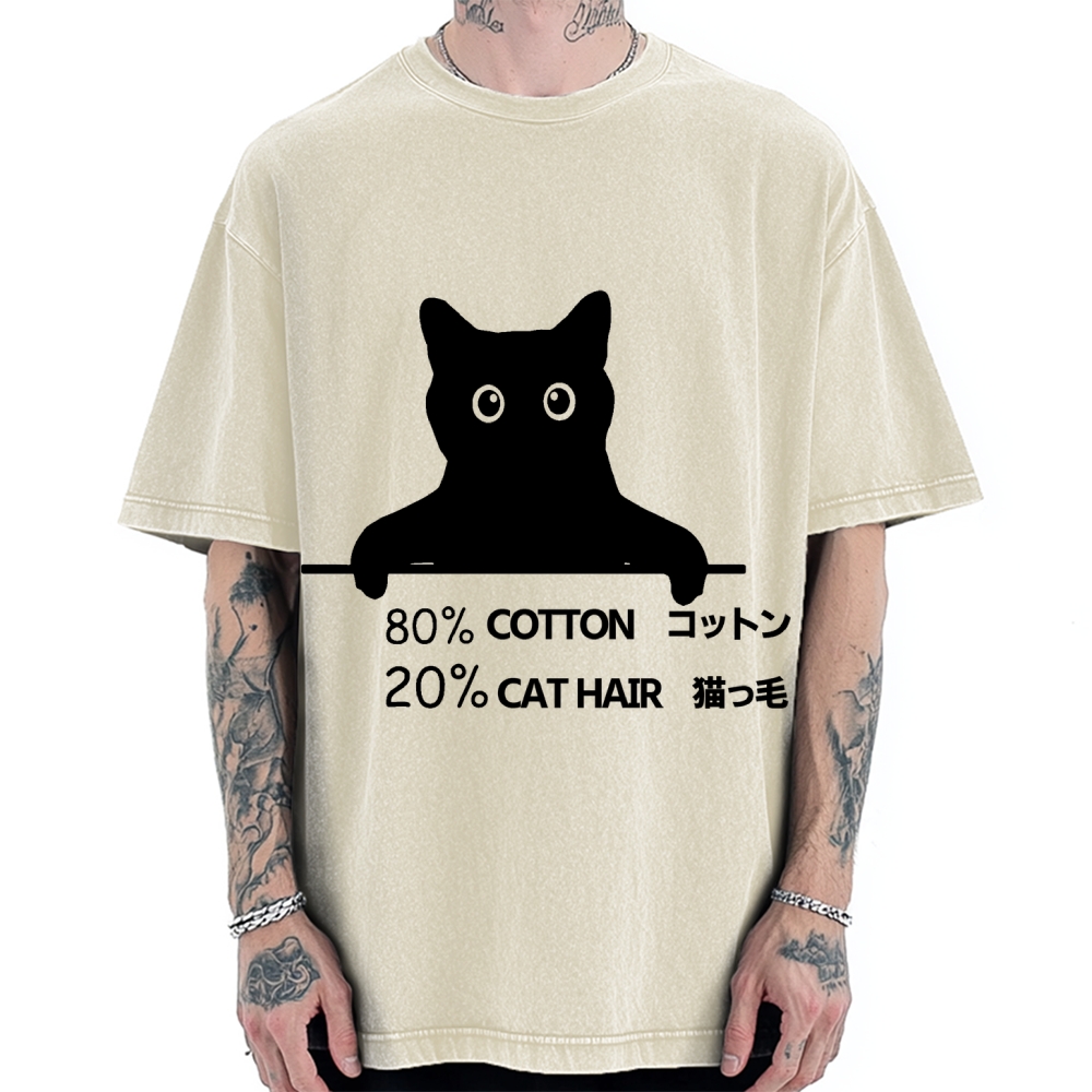80% Cotton 20% Cat Hair Vintage Washed T-shirt
