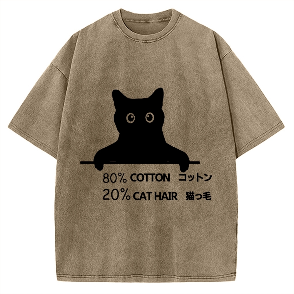 80% Cotton 20% Cat Hair Vintage Washed T-shirt