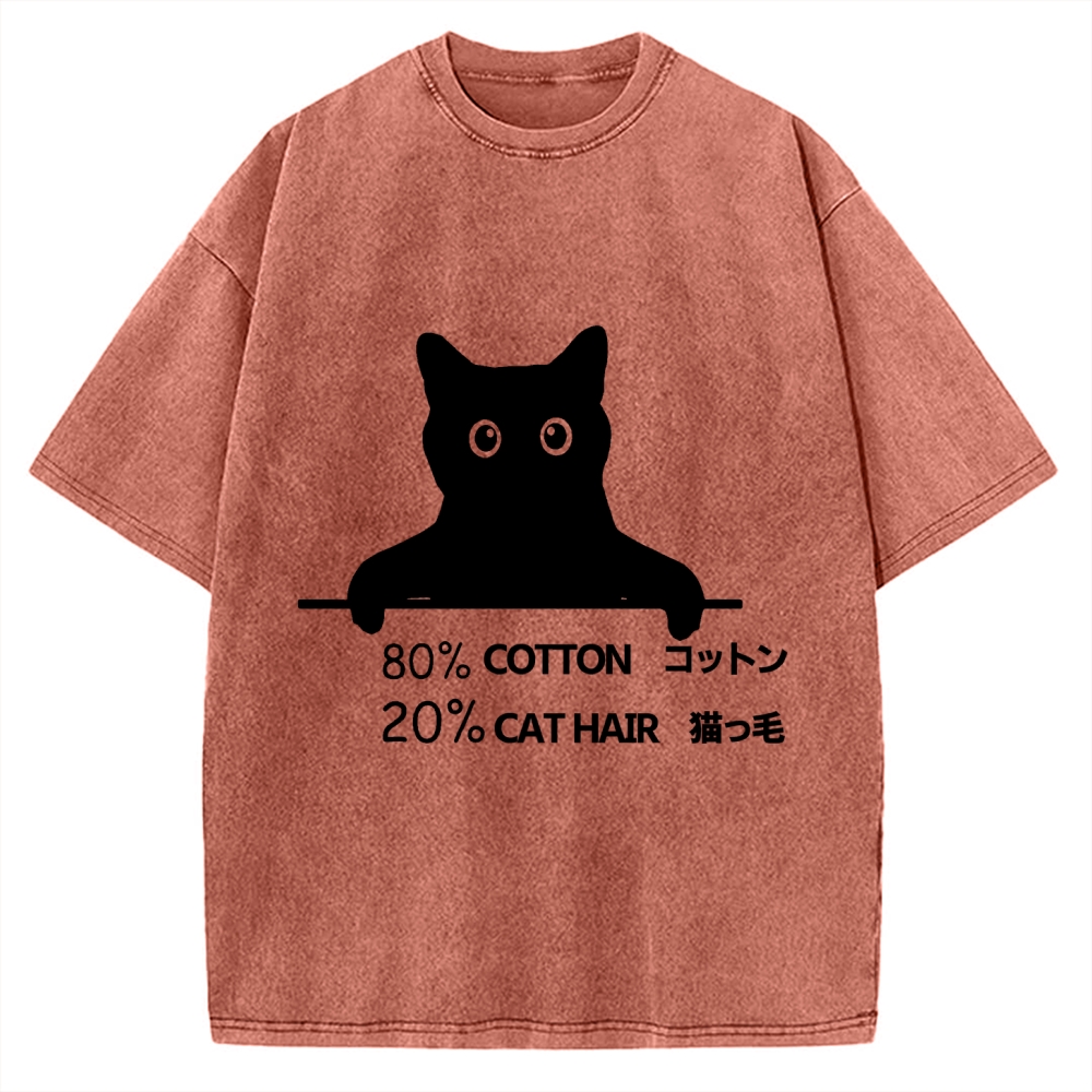 80% Cotton 20% Cat Hair Vintage Washed T-shirt