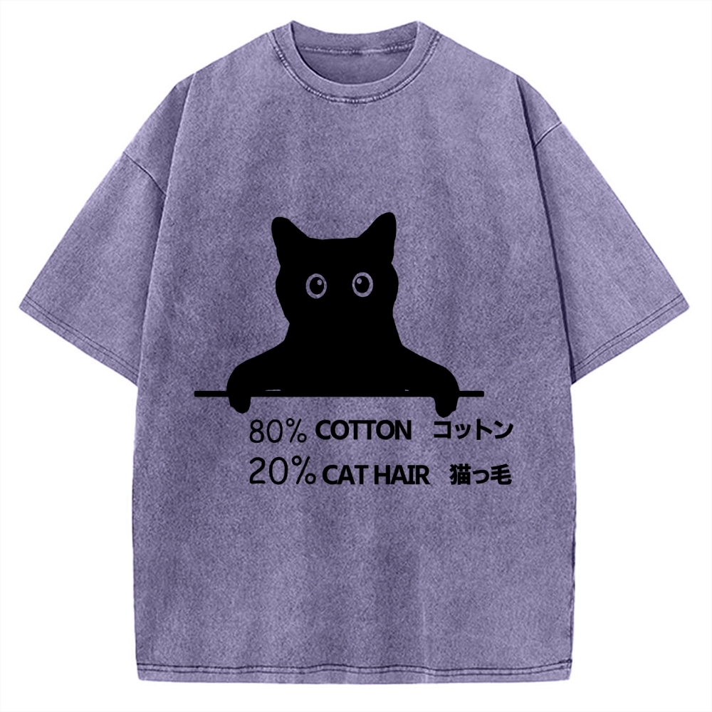 80% Cotton 20% Cat Hair Vintage Washed T-shirt