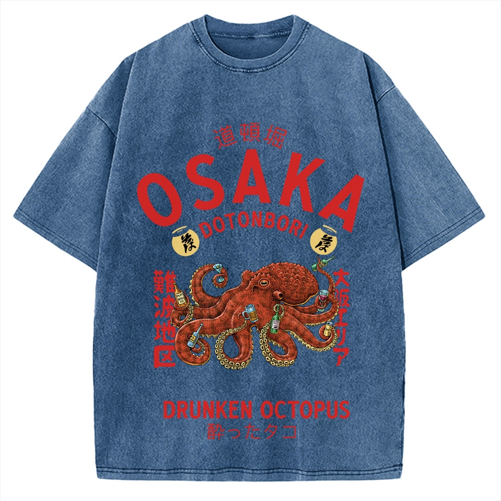 Osaka Dotonbori Drunken Octopus Vintage Washed T-shirt