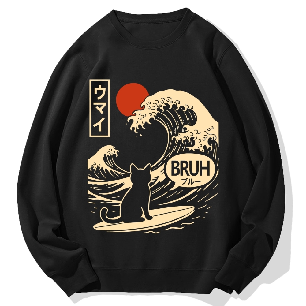 Great Wave Cat Cotton Sweatshirt
