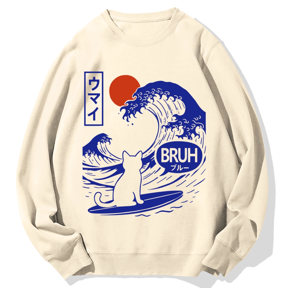 Great Wave Cat Cotton Sweatshirt