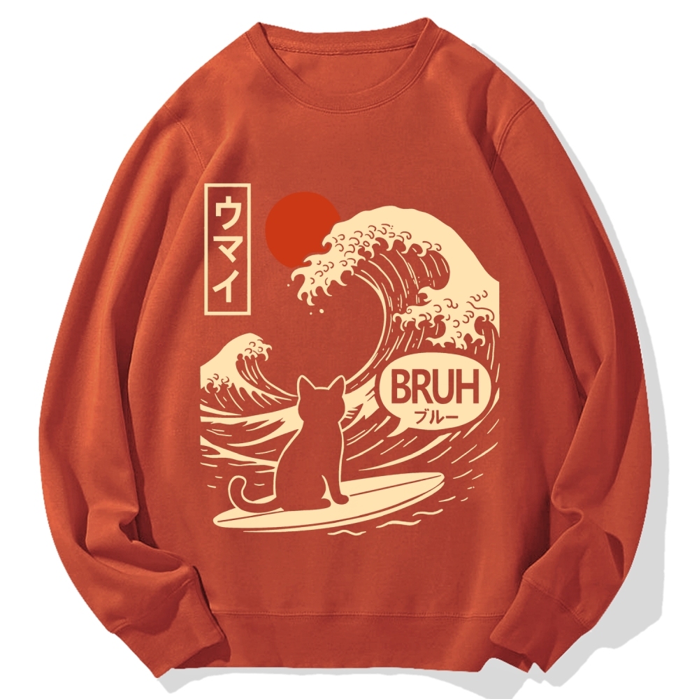 Great Wave Cat Cotton Sweatshirt