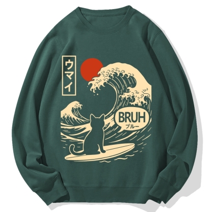 Great Wave Cat Cotton Sweatshirt