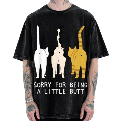 Cat's Butt Funny Vintage Washed T-shirt