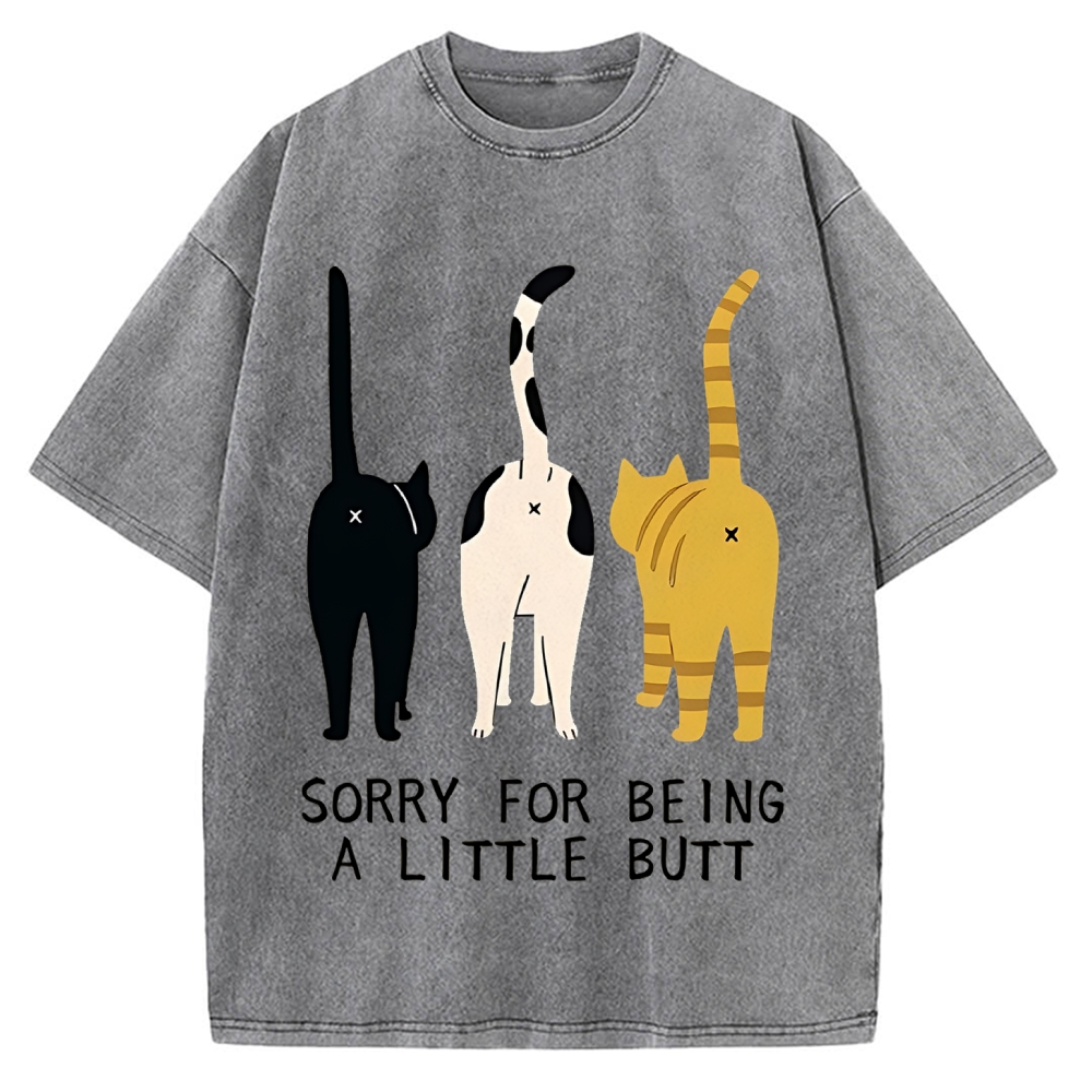 Cat's Butt Funny Vintage Washed T-shirt