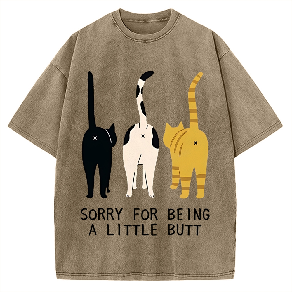 Cat's Butt Funny Vintage Washed T-shirt
