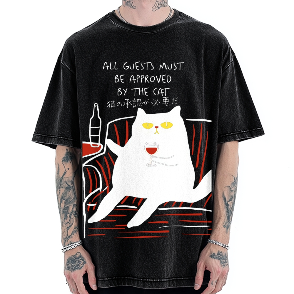 All Guests Must Be Approved By The Cat Vintage Washed T-shirt