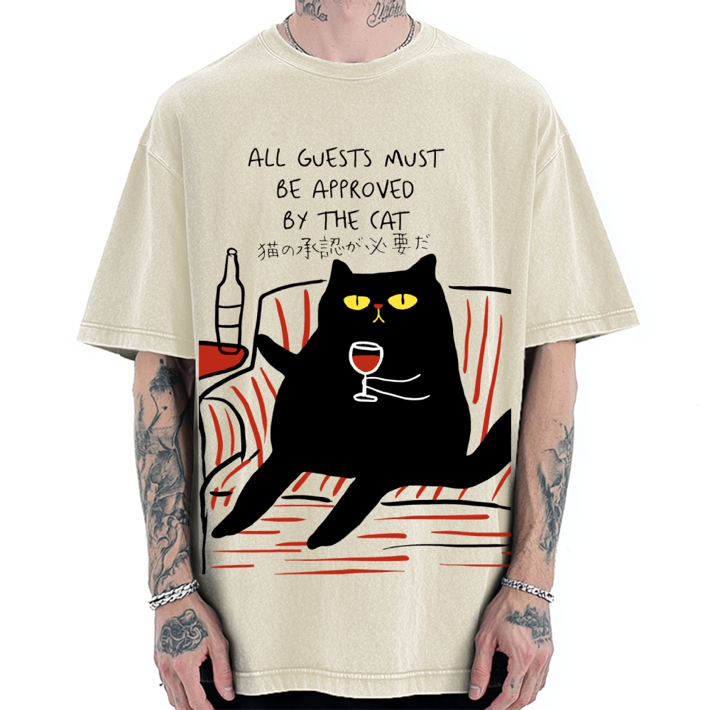 All Guests Must Be Approved By The Cat Vintage Washed T-shirt