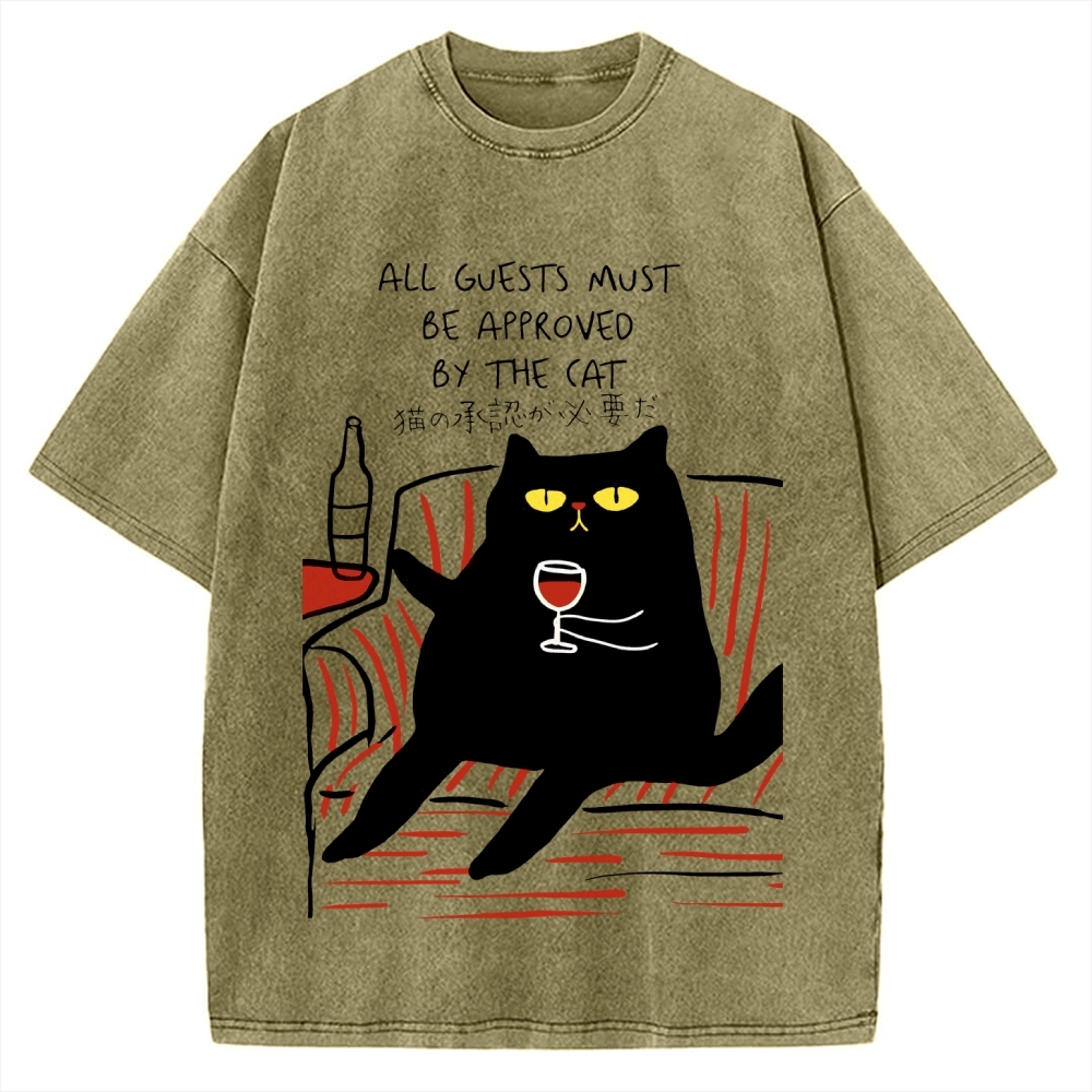All Guests Must Be Approved By The Cat Vintage Washed T-shirt