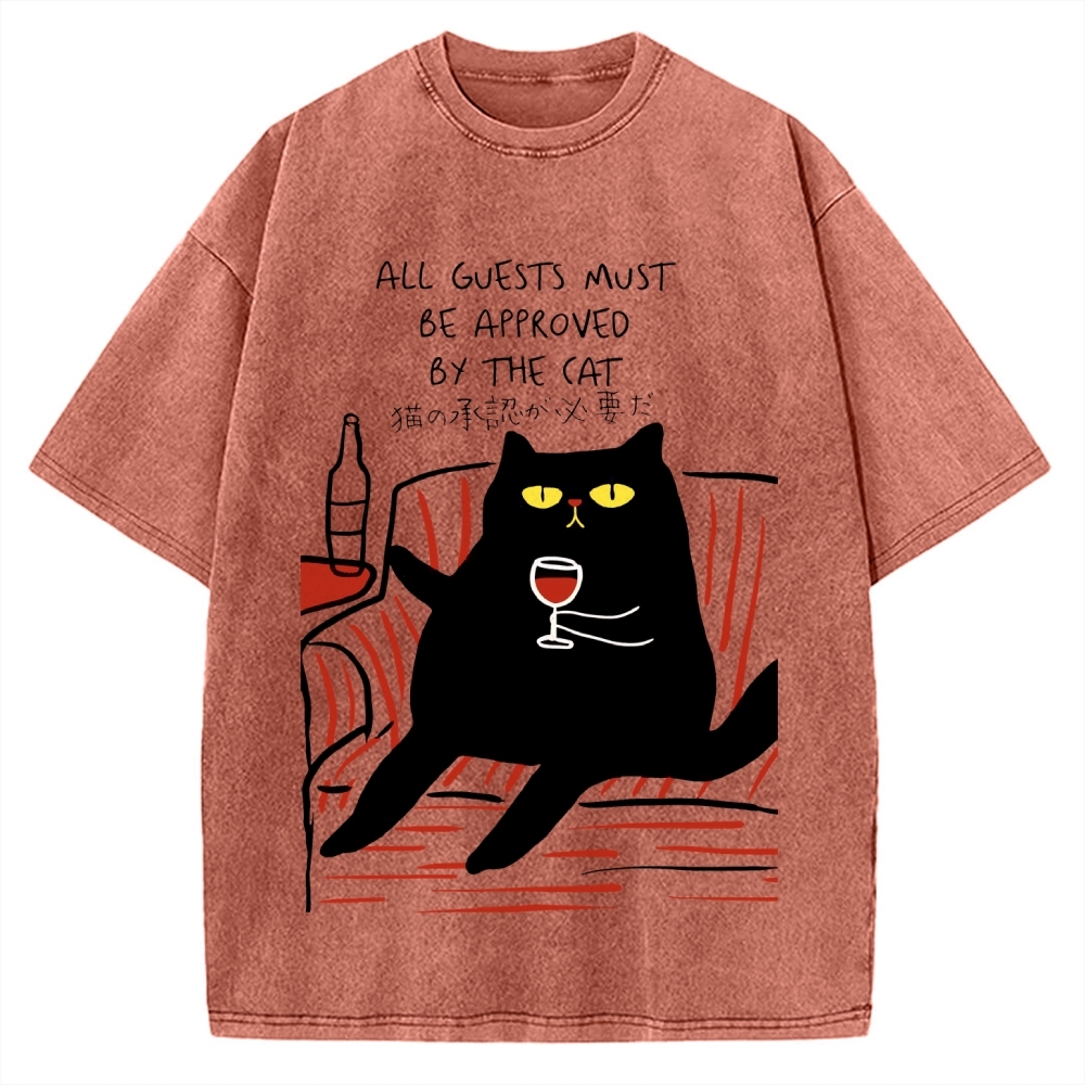 All Guests Must Be Approved By The Cat Vintage Washed T-shirt