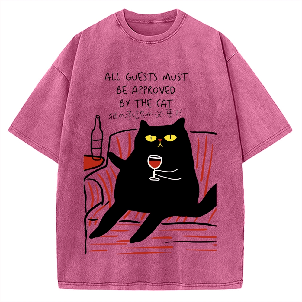All Guests Must Be Approved By The Cat Vintage Washed T-shirt
