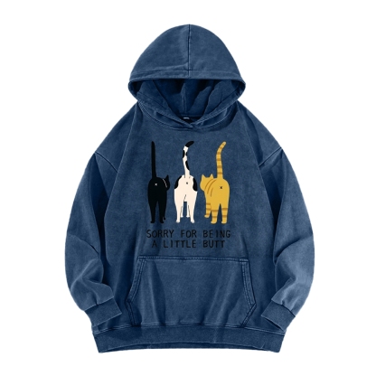 Cat's Butt Funny Vintage Washed Hoodie