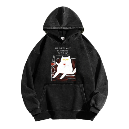 All Guests Must Be Approved By The Cat Vintage Washed Hoodie