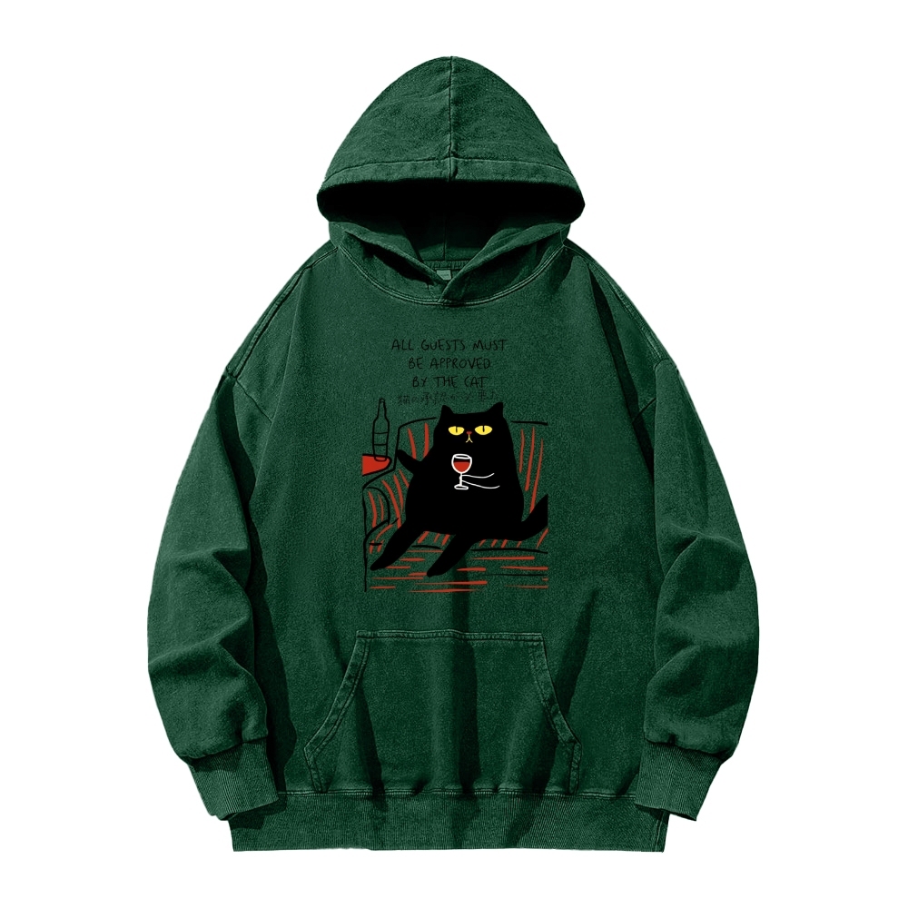 All Guests Must Be Approved By The Cat Vintage Washed Hoodie