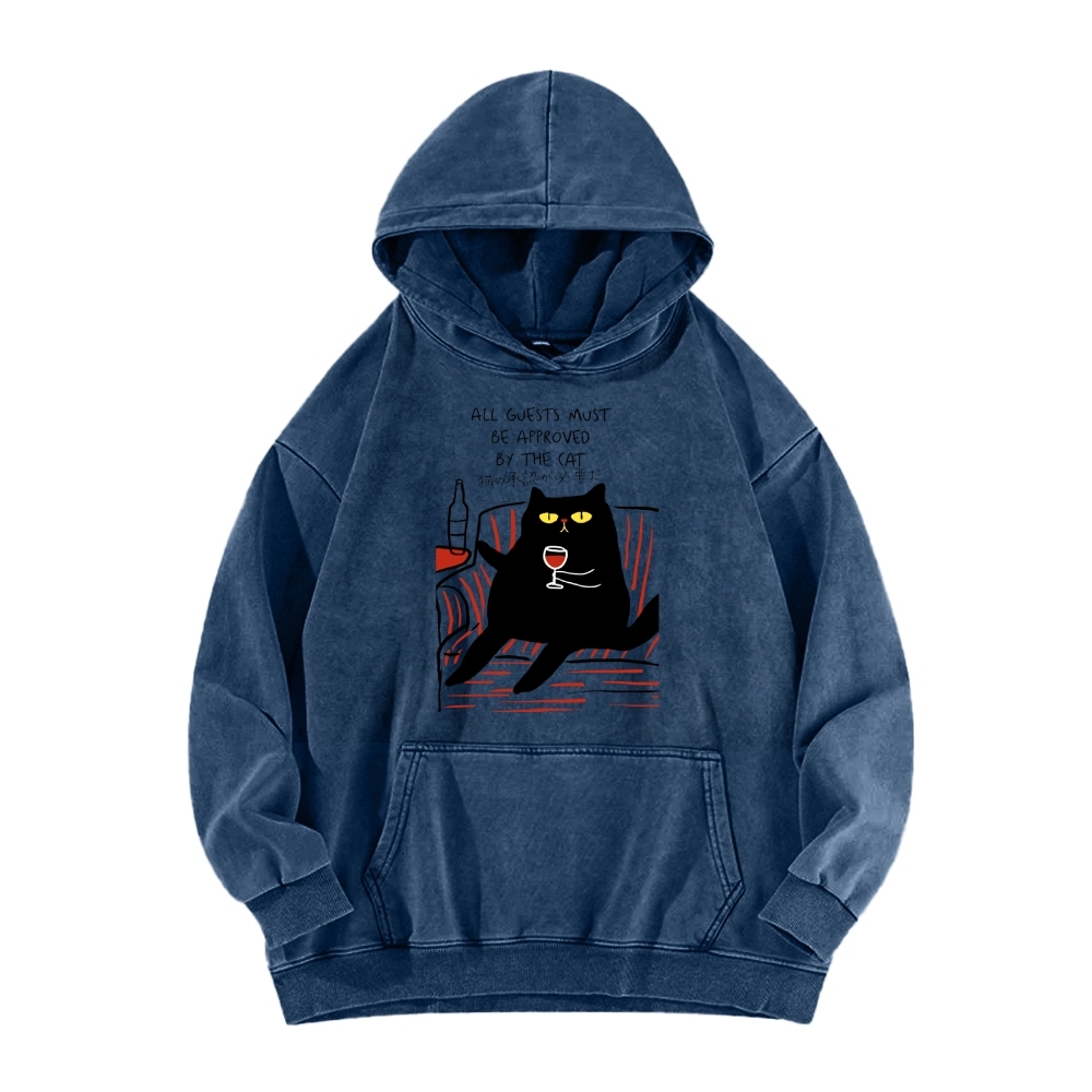 All Guests Must Be Approved By The Cat Vintage Washed Hoodie