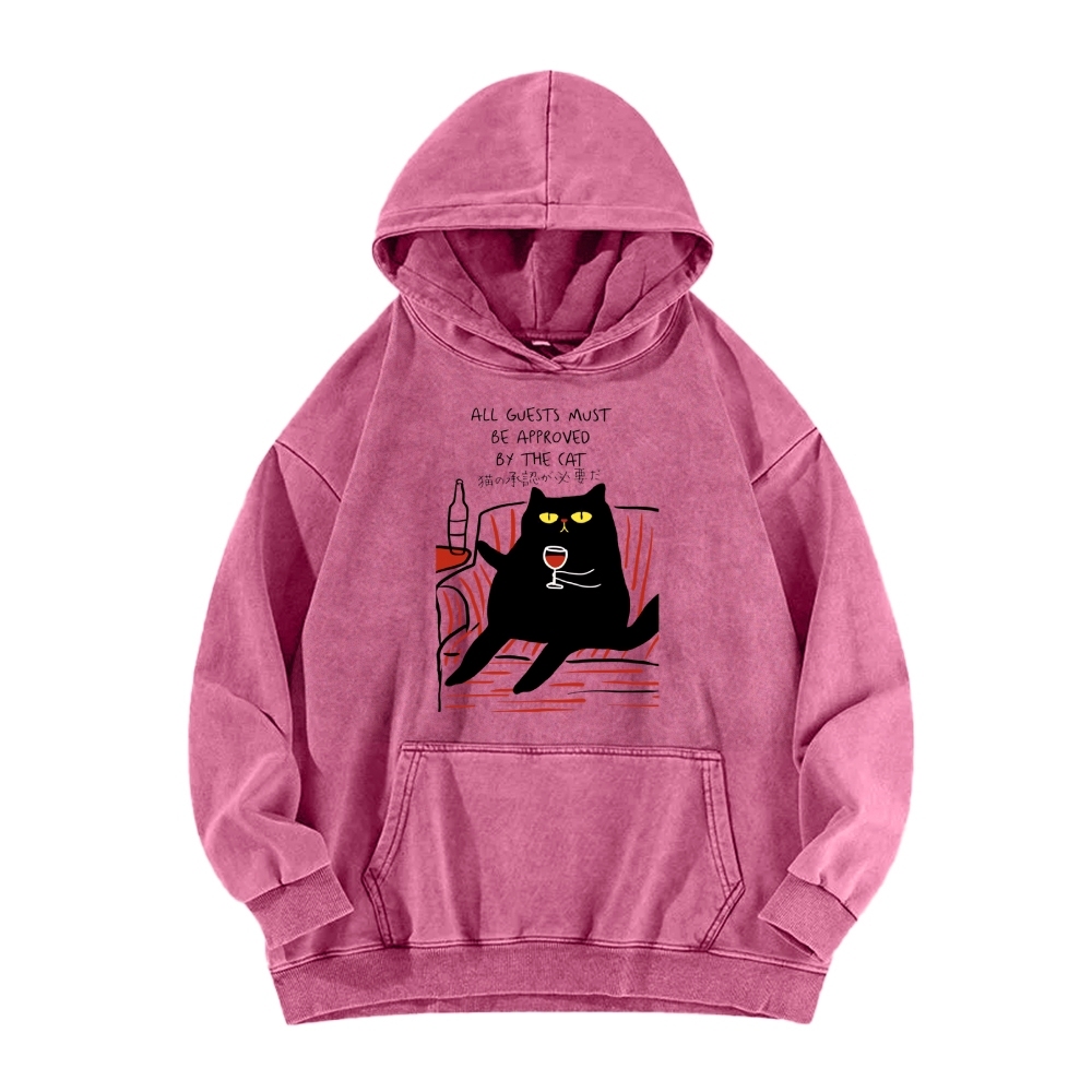 All Guests Must Be Approved By The Cat Vintage Washed Hoodie