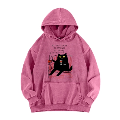 All Guests Must Be Approved By The Cat Vintage Washed Hoodie