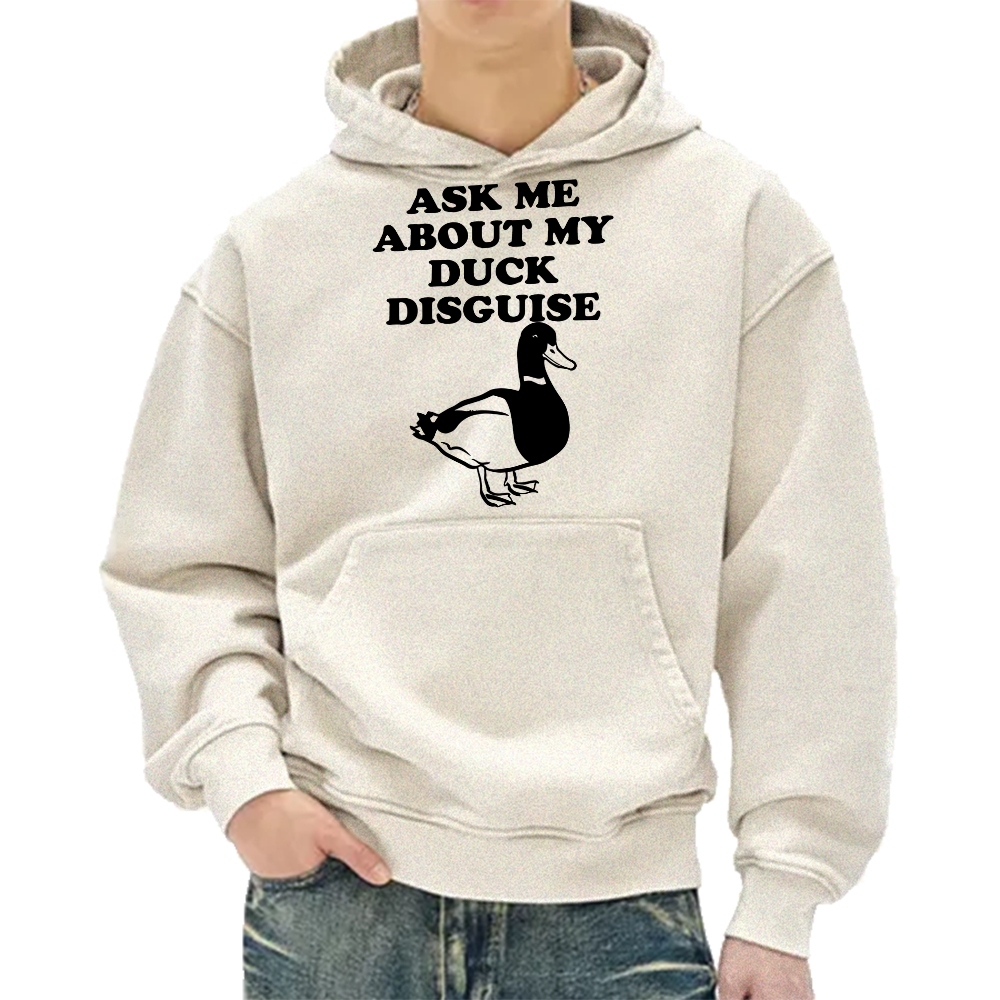 ASK ME ABOUT MY DUCK DISGUISE Funny Vintage Washed Hoodie
