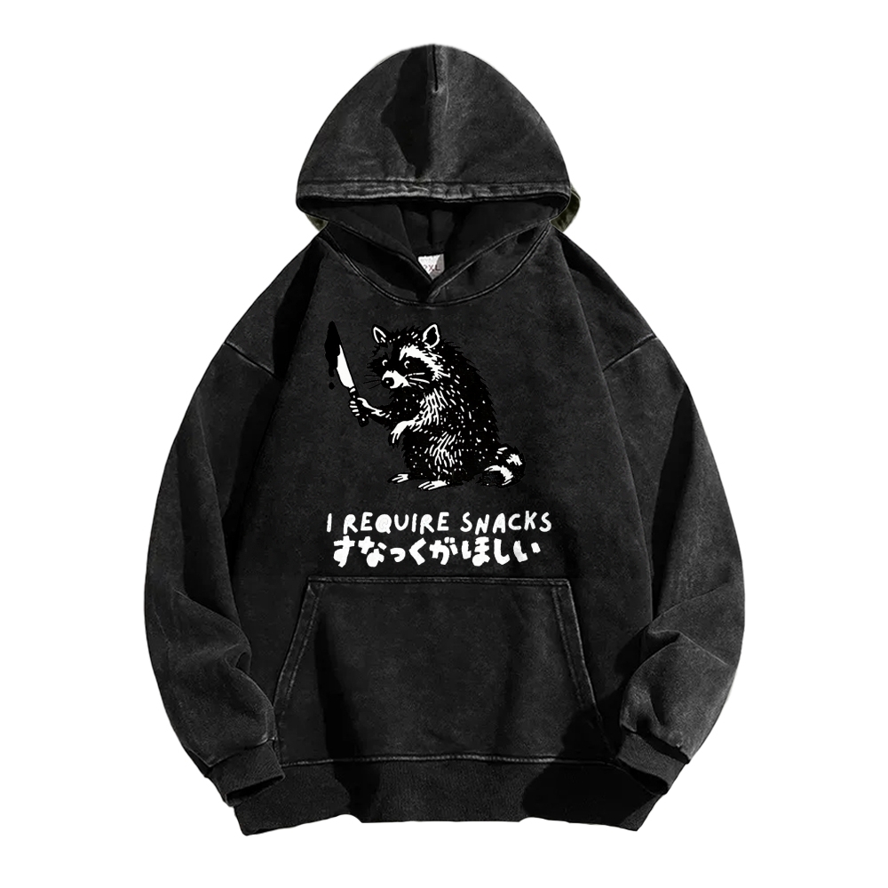 i Require Snakes Funny Raccoon Vintage Washed Hoodie